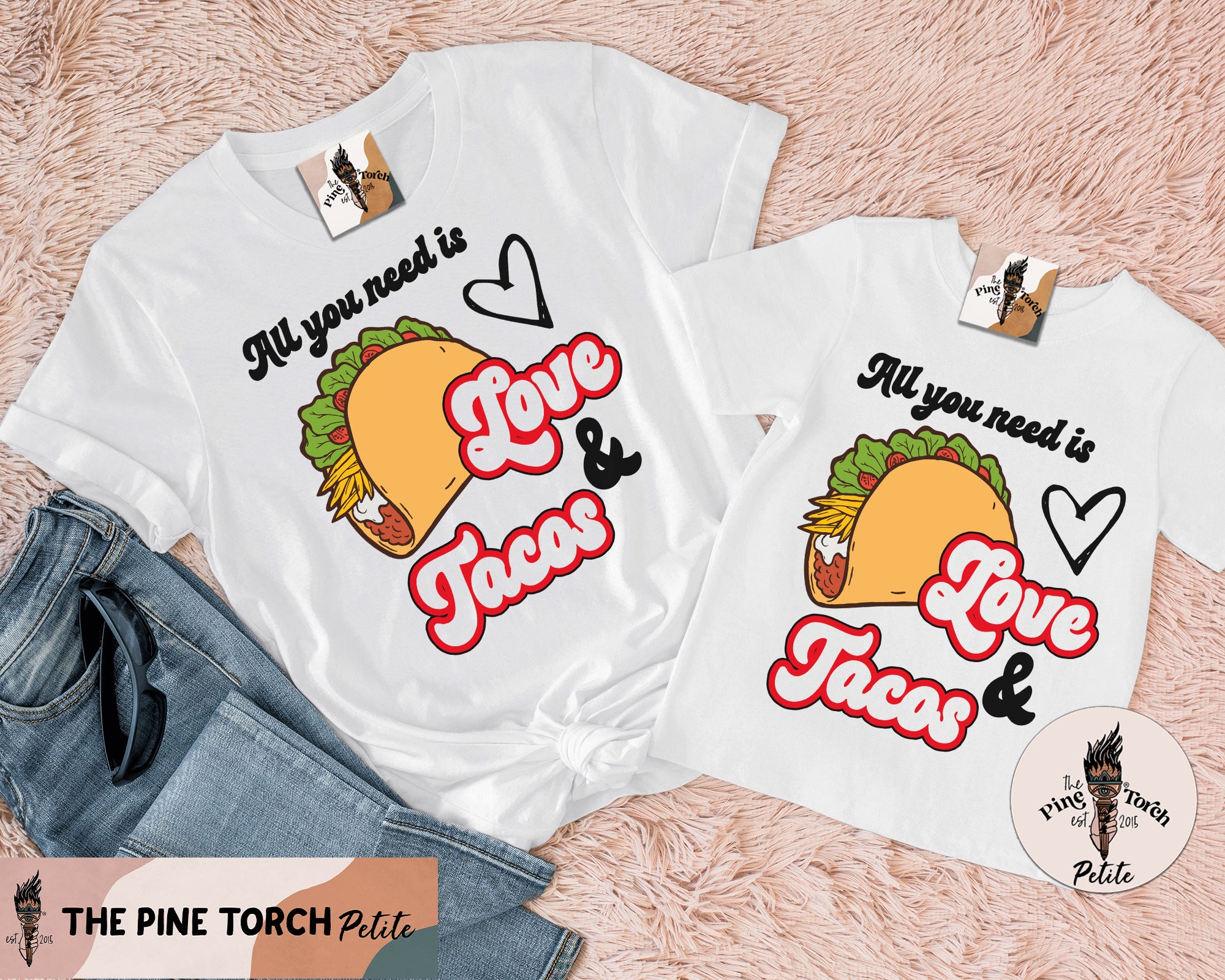 « ALL YOU NEED IS LOVE AND TACOS » UNISEX WHITE OR CREAM TEE