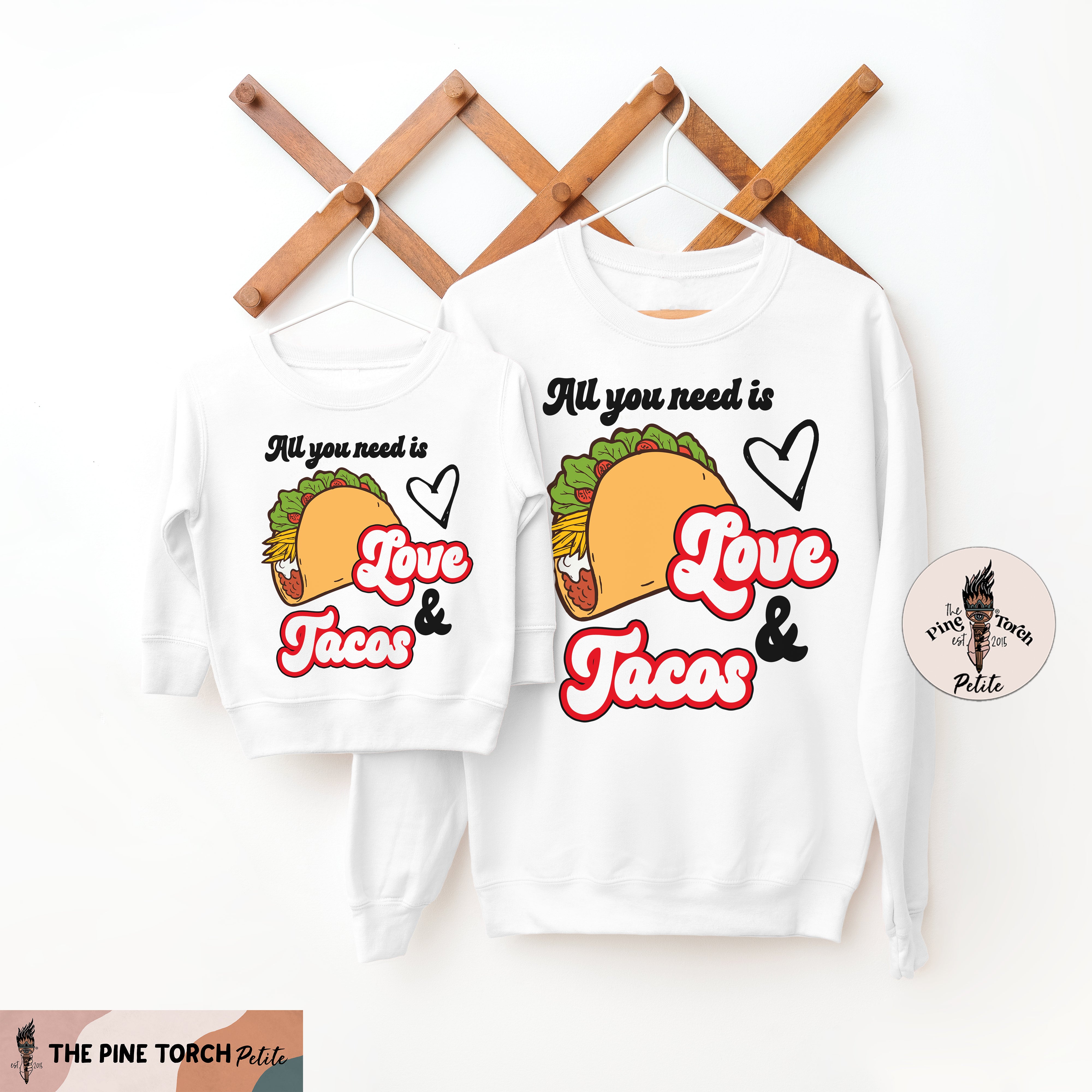 « ALL YOU NEED IS LOVE AND TACOS » UNISEX WHITE OR CREAM TEE