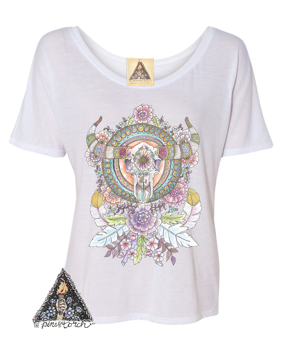 « BULL SKULL MANDALA » WOMEN'S SLOUCHY OR UNISEX TEE