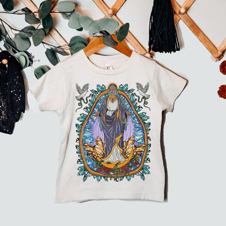 « VIRGIN MARY / GUADALUPE WITH CRYSTALS » KID'S TEE