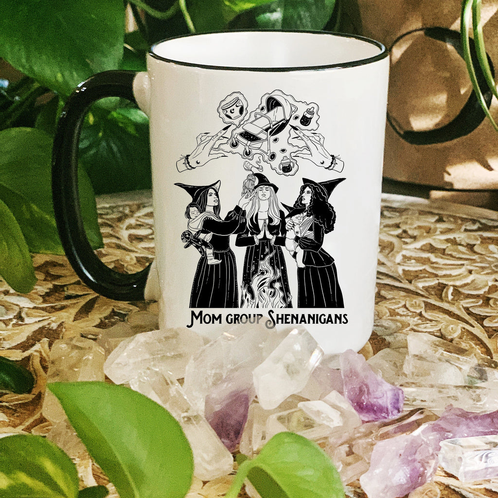 MOM GROUP SHENANIGANS // BLACK RIM MUG