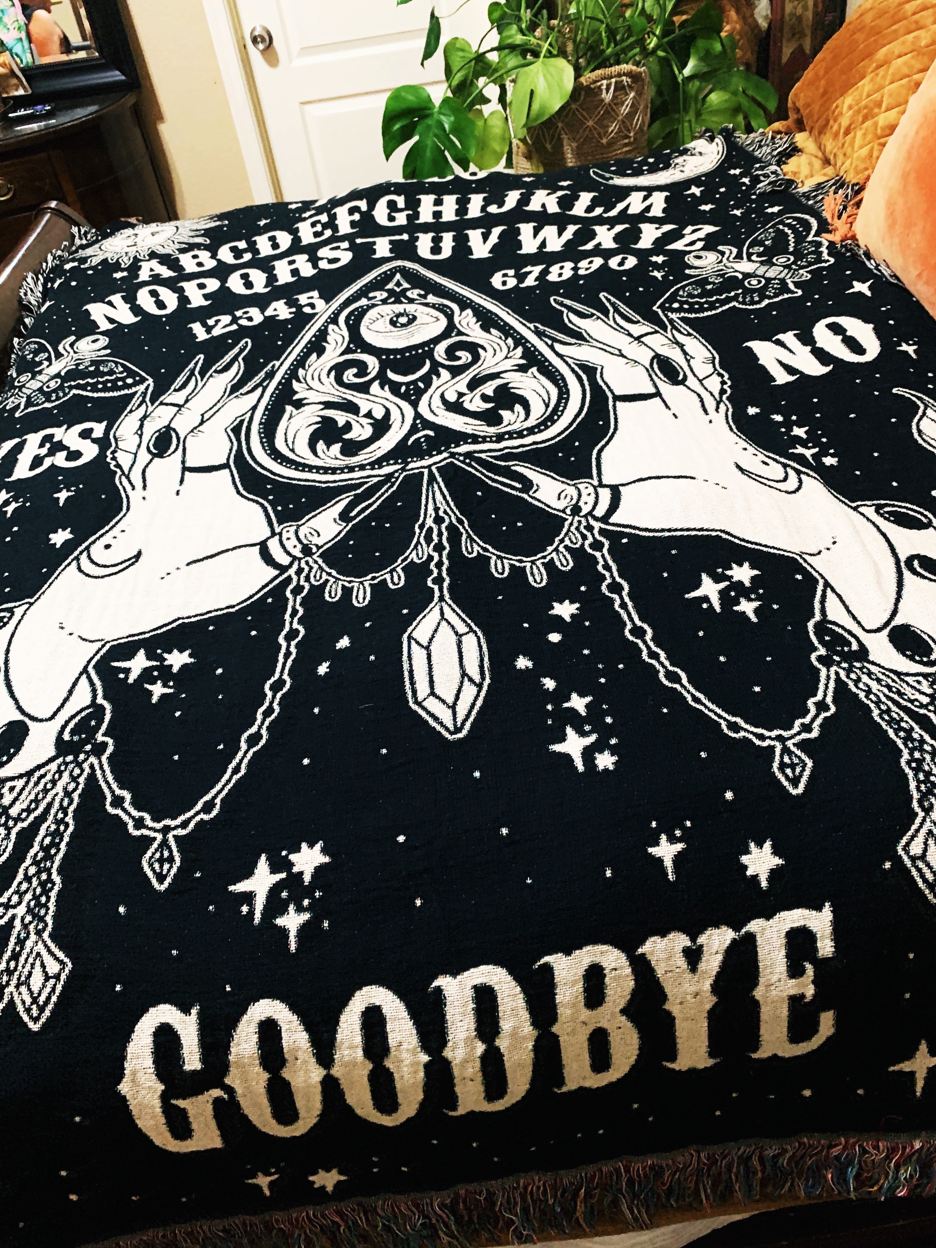 LIFE SIZE OUIJA BOARD // WOVEN FRINGE BLANKET