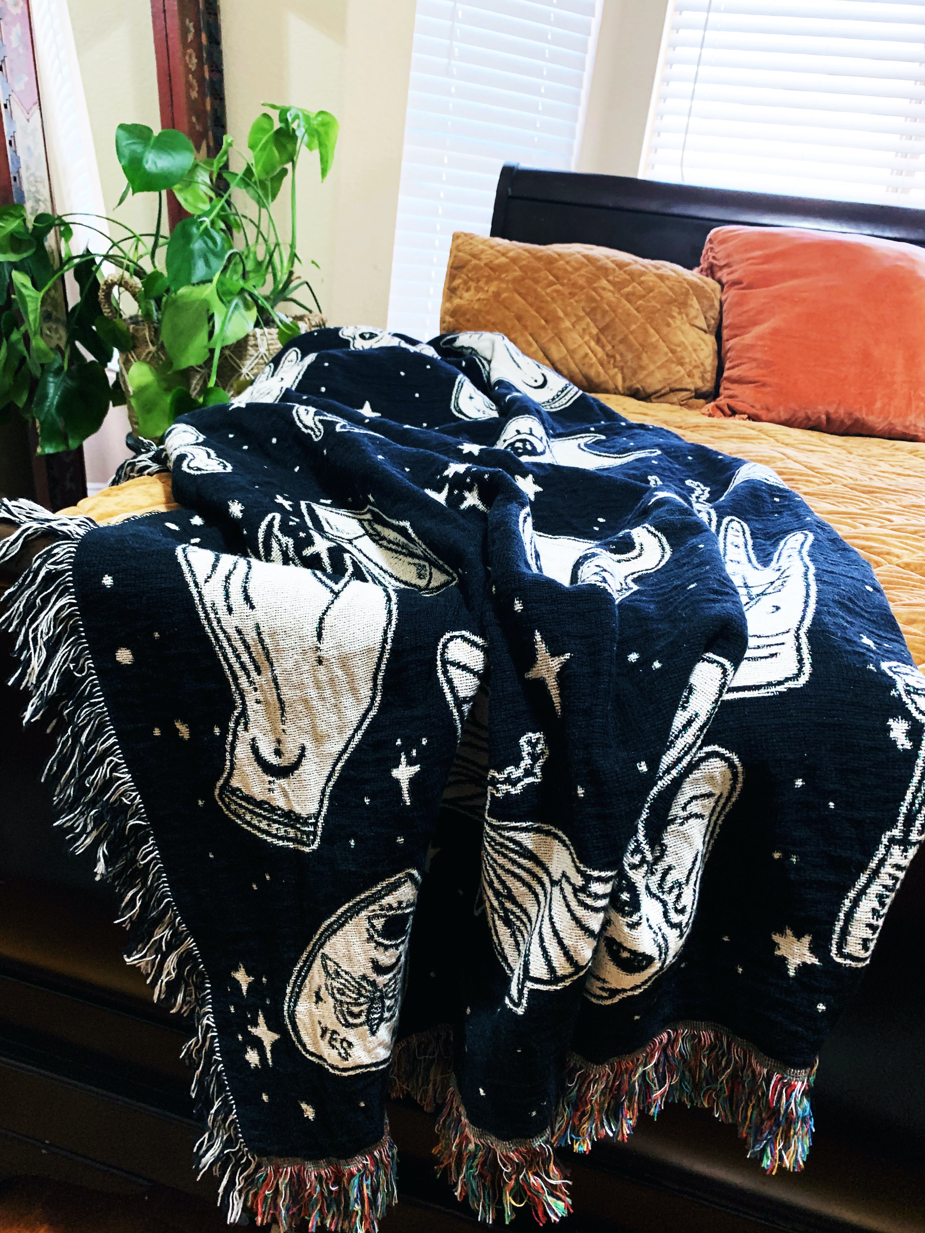 LIFE SIZE OUIJA BOARD // WOVEN FRINGE BLANKET