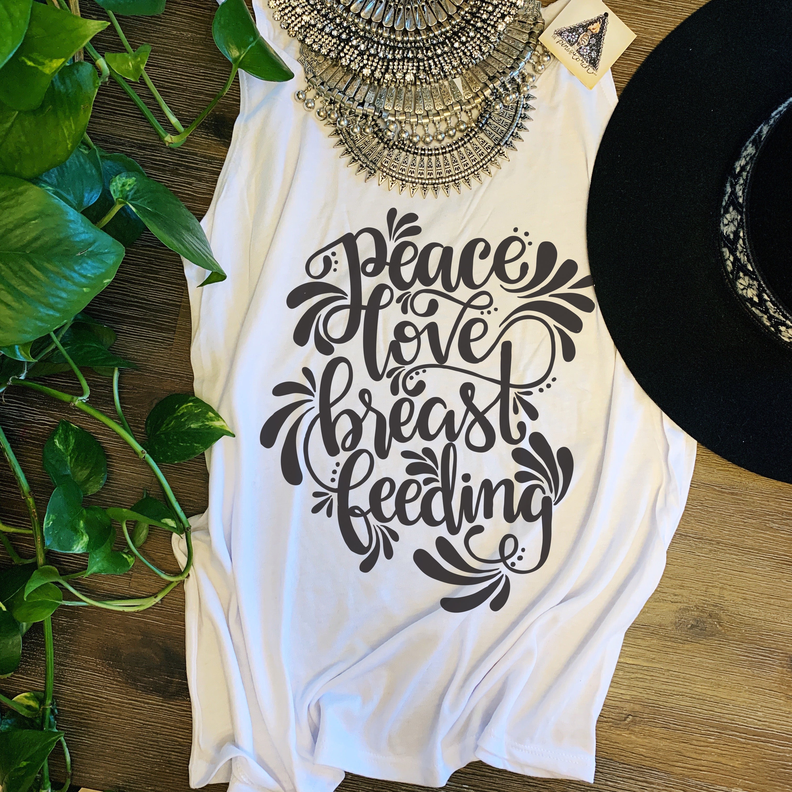 « PEACE, LOVE, BREASTFEEDING » SLOUCHY TANK