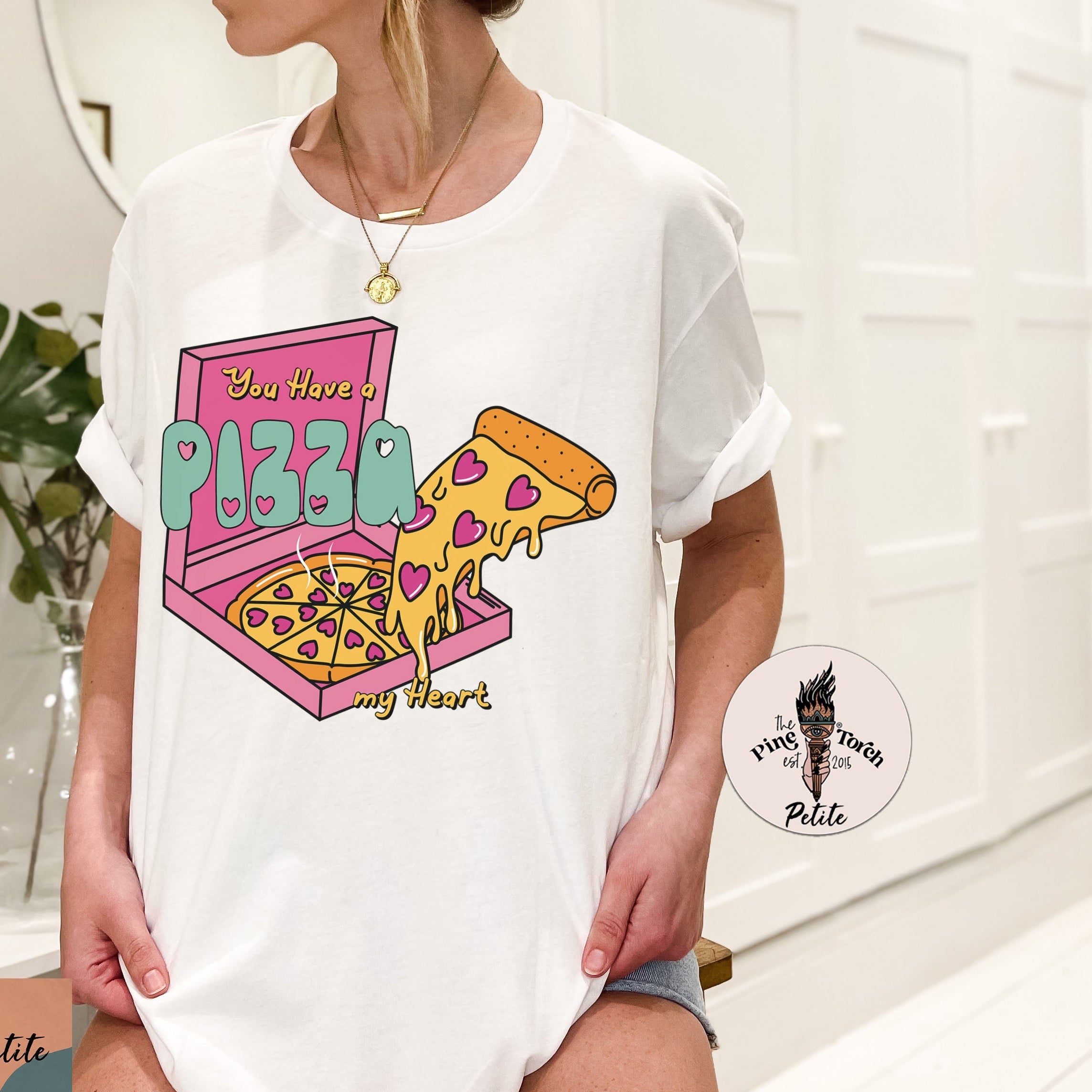 « YOU HAVE A PIZZA MY HEART » UNISEX WHITE OR CREAM TEE