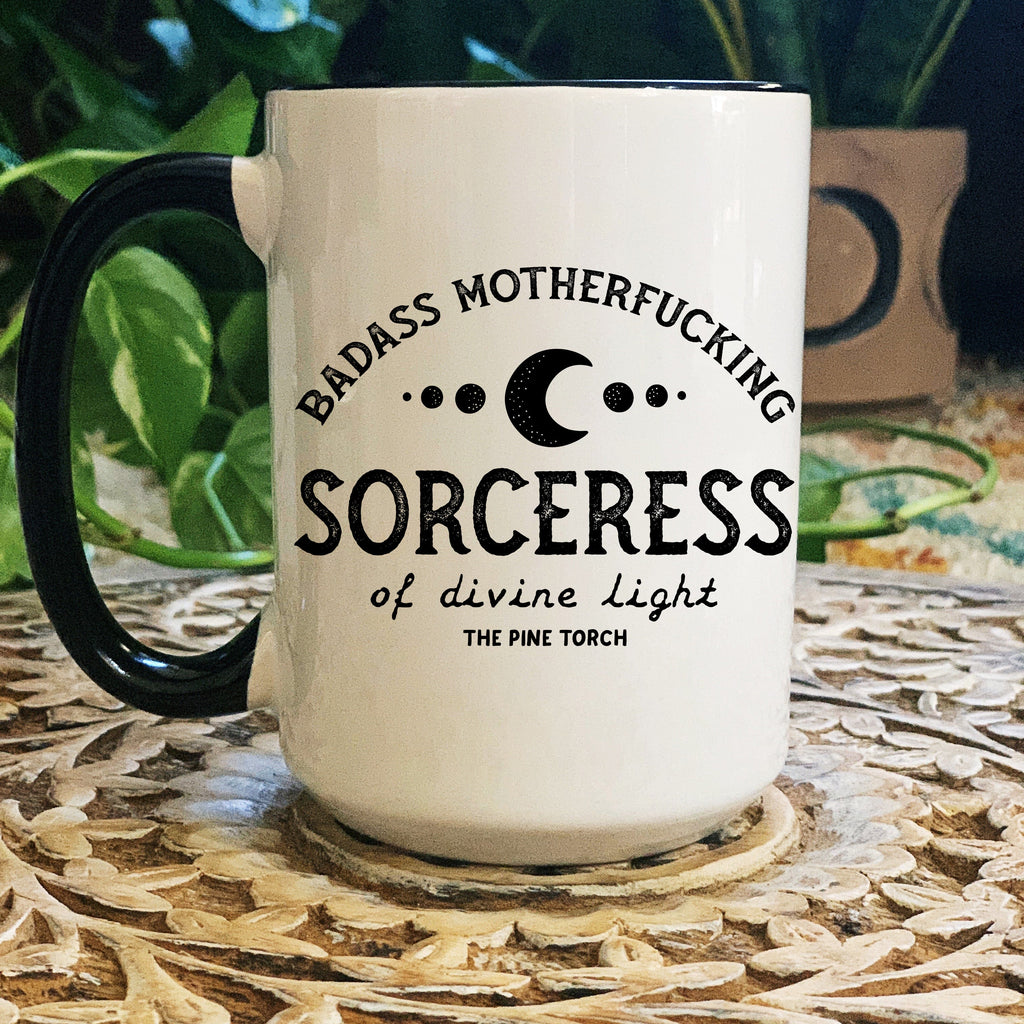 BADASS SORCERESS // BLACK RIM MUG