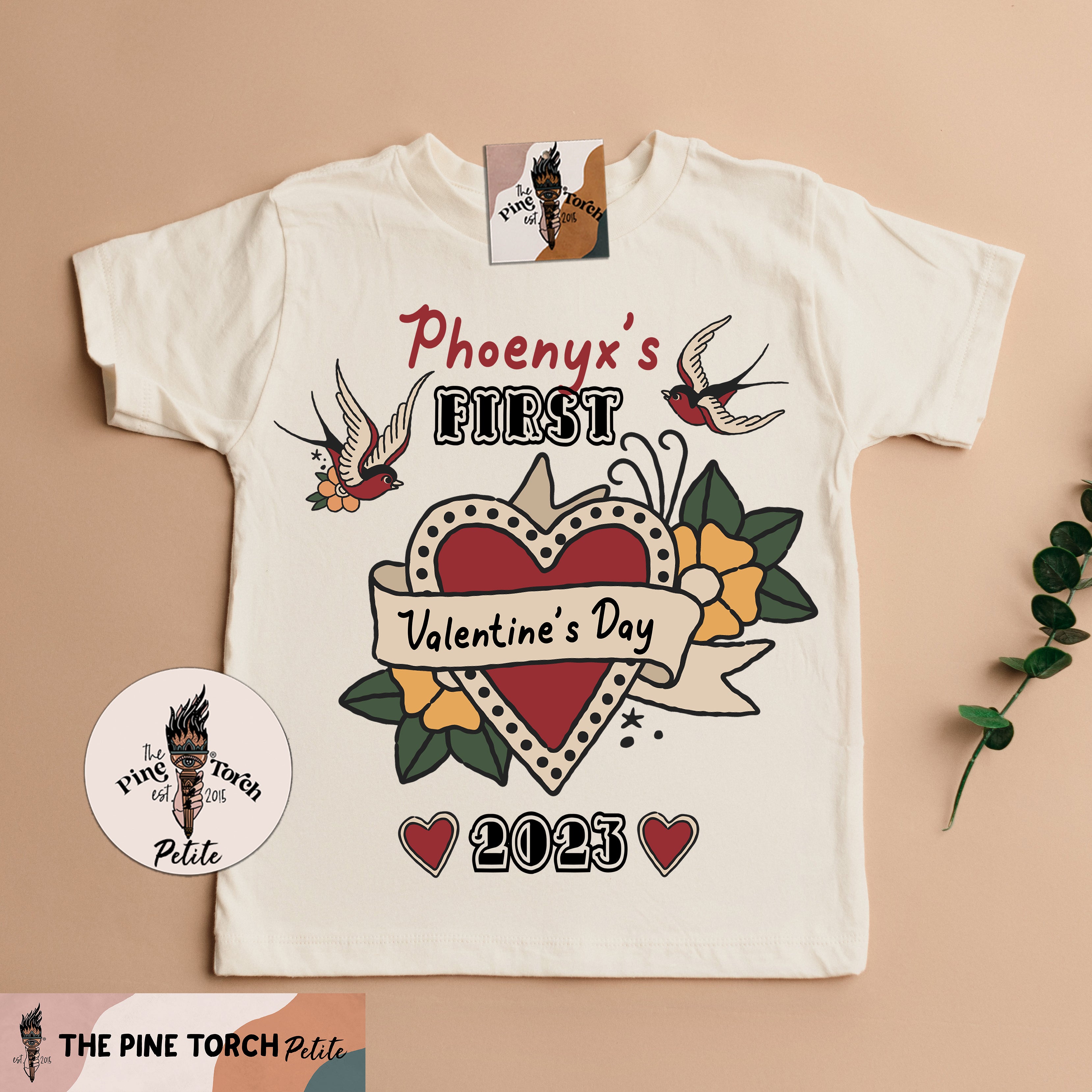 « CUSTOM FIRST VALENTINE'S DAY (TATTOO STYLE) » KID'S TEE