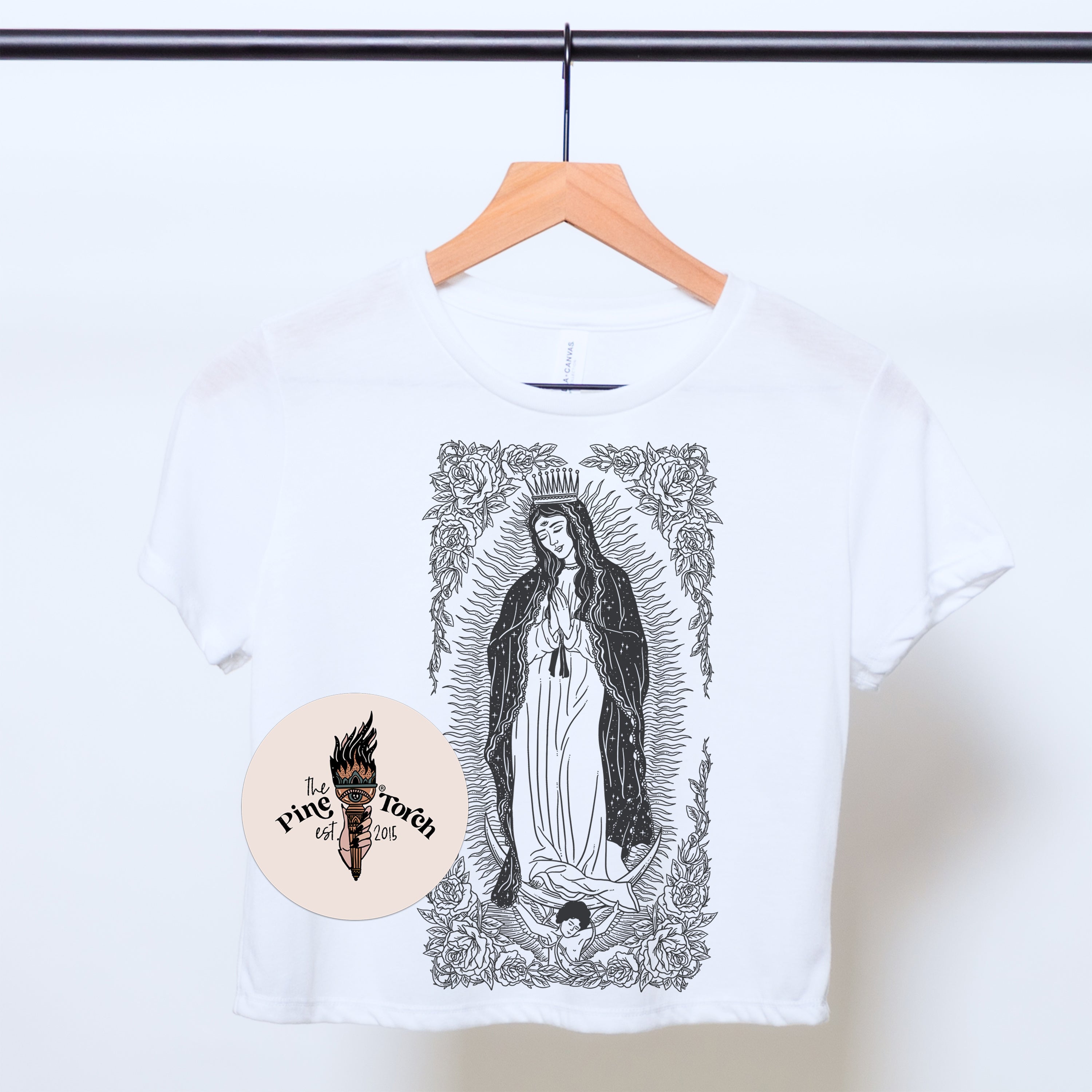 « VIRGIN MARY / GUADALUPE » FLOWY CROP TEE